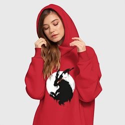 Женское худи-платье Черный кролик 2023, цвет: красный — фото 2