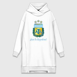 Женское худи-платье Эмблема федерации футбола Аргентины, цвет: белый