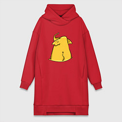 Женское худи-платье Желтый слон обиделся, цвет: красный