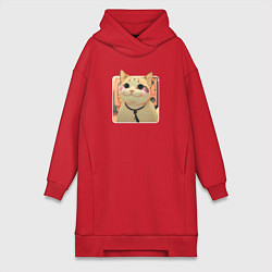 Женская толстовка-платье Cat smiling meme art