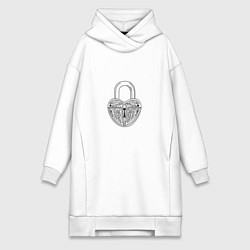 Женское худи-платье Замочек она к ключику, цвет: белый