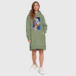 Женское худи-платье Гордая мадонна - нейросеть - fantasy, цвет: авокадо — фото 2