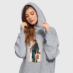 Женское худи-платье Дочка и отец вместе, цвет: меланж — фото 2