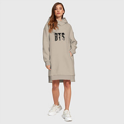 Женское худи-платье BTS logo, цвет: миндальный — фото 2