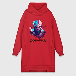 Женское худи-платье God of War, Kratos, цвет: красный