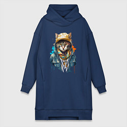 Женская толстовка-платье Кот репер