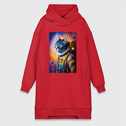 Женская толстовка-платье Кот космонавт - нейросеть
