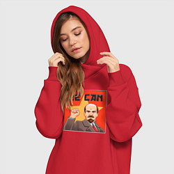 Женское худи-платье Ленин - мы можем, цвет: красный — фото 2