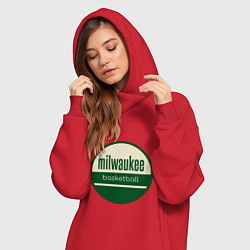 Женское худи-платье Milwaukee basketball, цвет: красный — фото 2