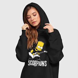 Женское худи-платье Scorpions Барт Симпсон рокер, цвет: черный — фото 2