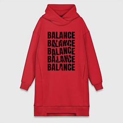 Женское худи-платье Balance надпись с кругом, цвет: красный