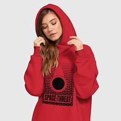 Женское худи-платье Космическая угроза, цвет: красный — фото 2