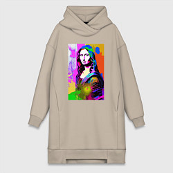 Женское худи-платье Mona Lisa - Gioconda - pop art, цвет: миндальный