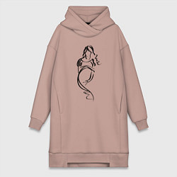 Женская толстовка-платье Силуэт беременной девушки - линии