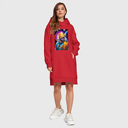 Женское худи-платье Гомер Симпсон космонавт, цвет: красный — фото 2