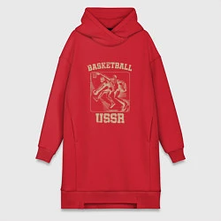 Женское худи-платье Баскетбол СССР советский спорт, цвет: красный