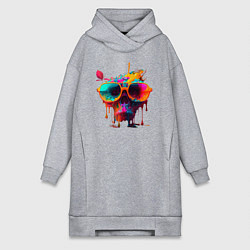 Женская толстовка-платье Красочный неоновый коктейль в черепе