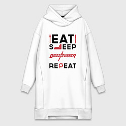 Женская толстовка-платье Надпись: eat sleep Ghostrunner repeat