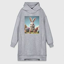 Женское худи-платье Зайчик из пасхи, цвет: меланж
