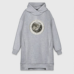 Женская толстовка-платье Юрий Гагарин в иллюминаторе