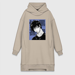 Женское худи-платье Тодзи Фушигуро, цвет: миндальный