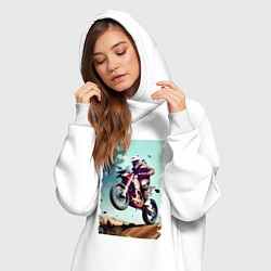 Женское худи-платье Мотокросс - экстрим, цвет: белый — фото 2