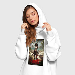 Женское худи-платье Девушка на мертвом острове, цвет: белый — фото 2