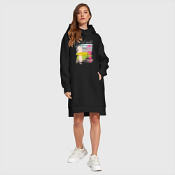 Женское худи-платье Абстрактный мир полосы, цвет: черный — фото 2