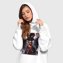 Женское худи-платье Лучшие девочки Евангелиона: Аска, Рей, цвет: белый — фото 2