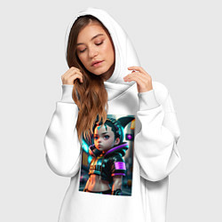 Женское худи-платье Кроха-акулёнок - киберпанк, цвет: белый — фото 2