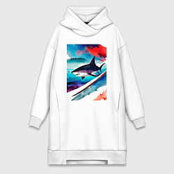 Женская толстовка-платье Shark - watercolor - art