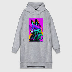 Женская толстовка-платье Cool fox - cyberpunk - neural network