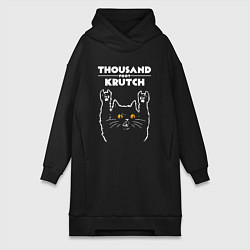 Женское худи-платье Thousand Foot Krutch rock cat, цвет: черный