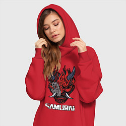 Женское худи-платье Samurai logo, цвет: красный — фото 2