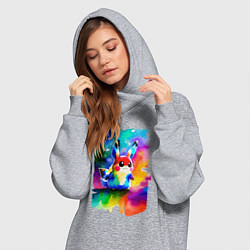 Женское худи-платье Акварельный Пикачу - поп-арт, цвет: меланж — фото 2