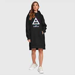 Женское худи-платье Thirty Seconds to Mars glitch rock, цвет: черный — фото 2