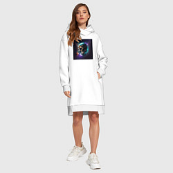 Женское худи-платье Космический череп - нейросеть, цвет: белый — фото 2