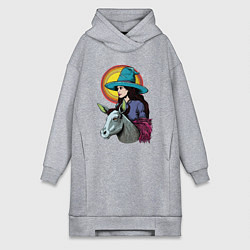 Женская толстовка-платье Ведьма и осел comic style