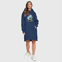 Женское худи-платье Дурак на холме ловит молнию, цвет: тёмно-синий — фото 2