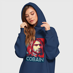 Женское худи-платье Nirvana - Kurt Cobain, цвет: тёмно-синий — фото 2