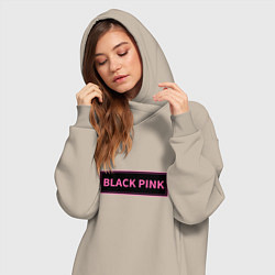 Женское худи-платье Логотип Блек Пинк, цвет: миндальный — фото 2