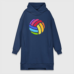 Женское худи-платье Rainbow volleyball, цвет: тёмно-синий