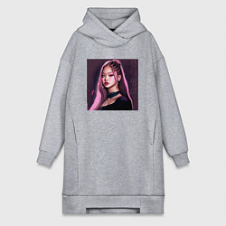 Женское худи-платье Blackpink Jennie аниме рисунок, цвет: меланж