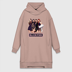 Женское худи-платье Rose Blackpink kpop, цвет: пыльно-розовый
