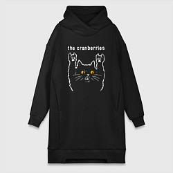 Женское худи-платье The Cranberries rock cat, цвет: черный