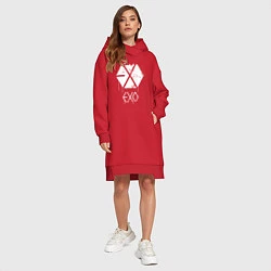 Женское худи-платье EXO лого, цвет: красный — фото 2
