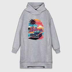 Женская толстовка-платье Автомобиль на пляже