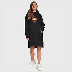 Женское худи-платье Закат в круге, цвет: черный — фото 2