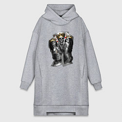 Женская толстовка-платье Девушки, карты и скелет в короне