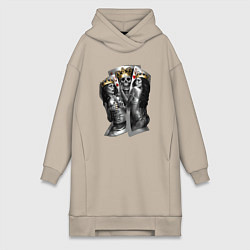 Женская толстовка-платье Девушки, карты и скелет в короне